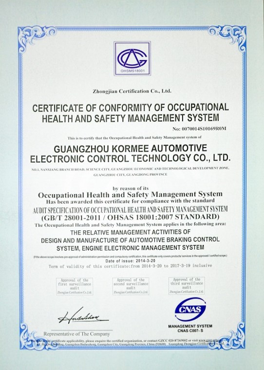 职业健康安全管理体系ISO18001认证